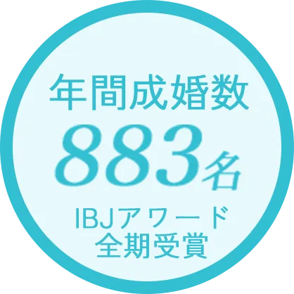 年間成婚数883名 IBJアワード全期受賞